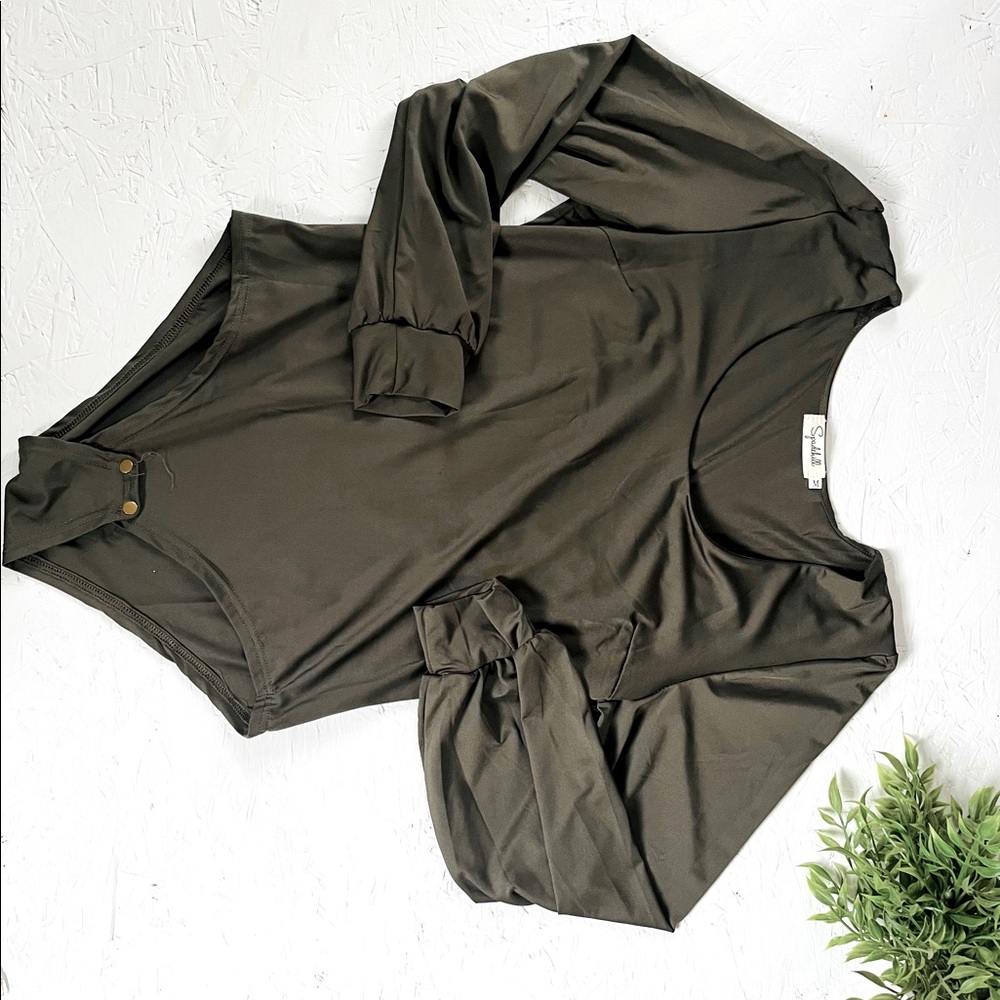 Army Green Blouse Bodysuit